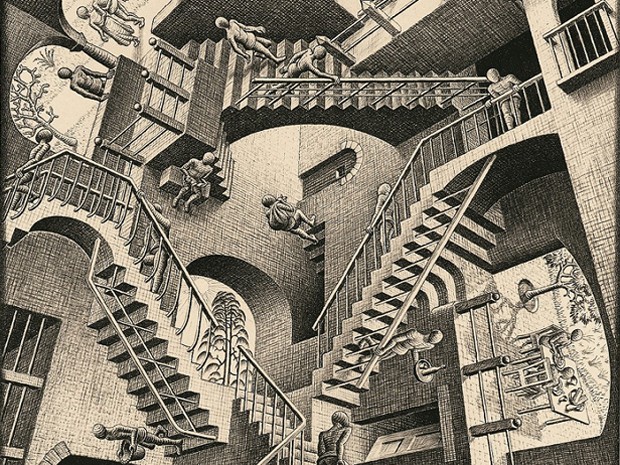 M.C. Escher's Relativity - Paradoxical logic. Rabbi David Aaron explains ancient Hebrew logic.