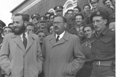 Natan Yellin-Mor & Matityahu Shmuleiwitz of the Fighters party being released from the Akko prison