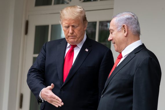 US President Donald Trump with Israeli Prime Minister Binyamin Netanyahu