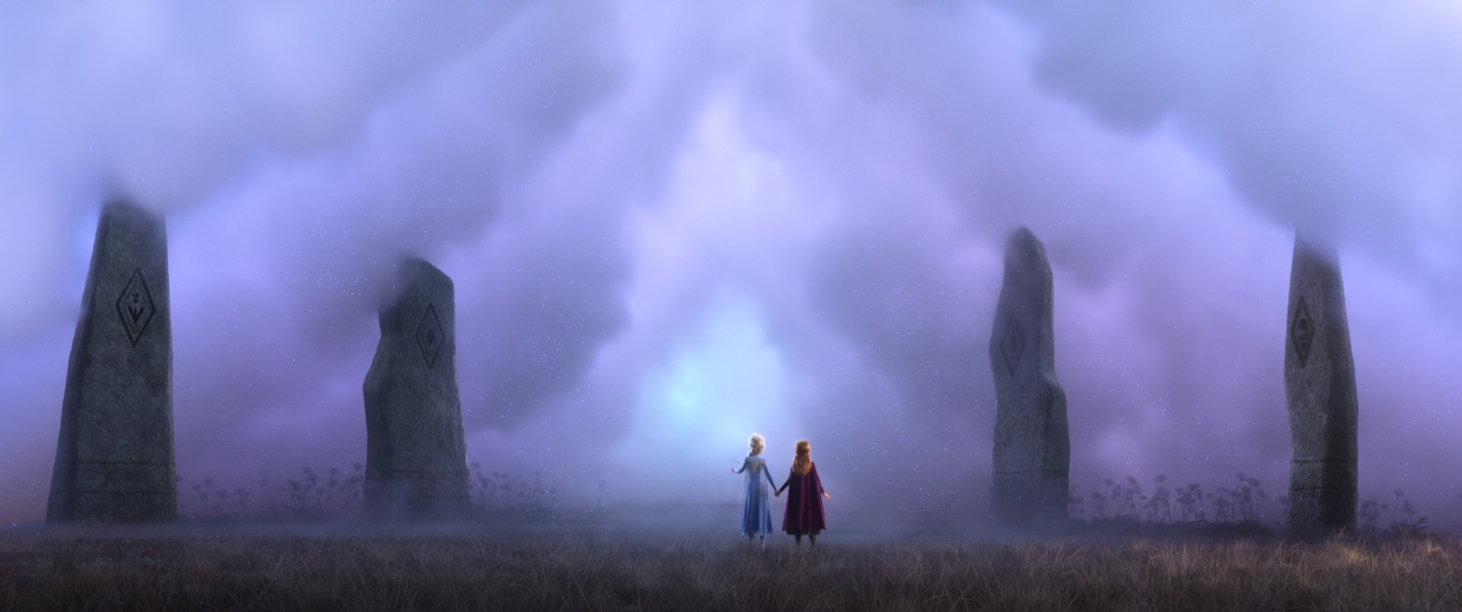 Frozen 2 Anna and Elsa with clouds