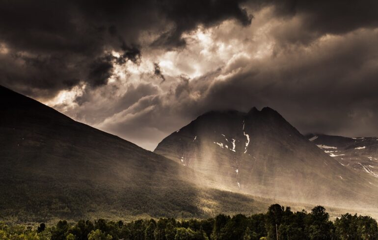 "Open Hands" by Yonah ben-Avraham stormy mountains